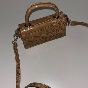 Leather brown/nude cross body purse